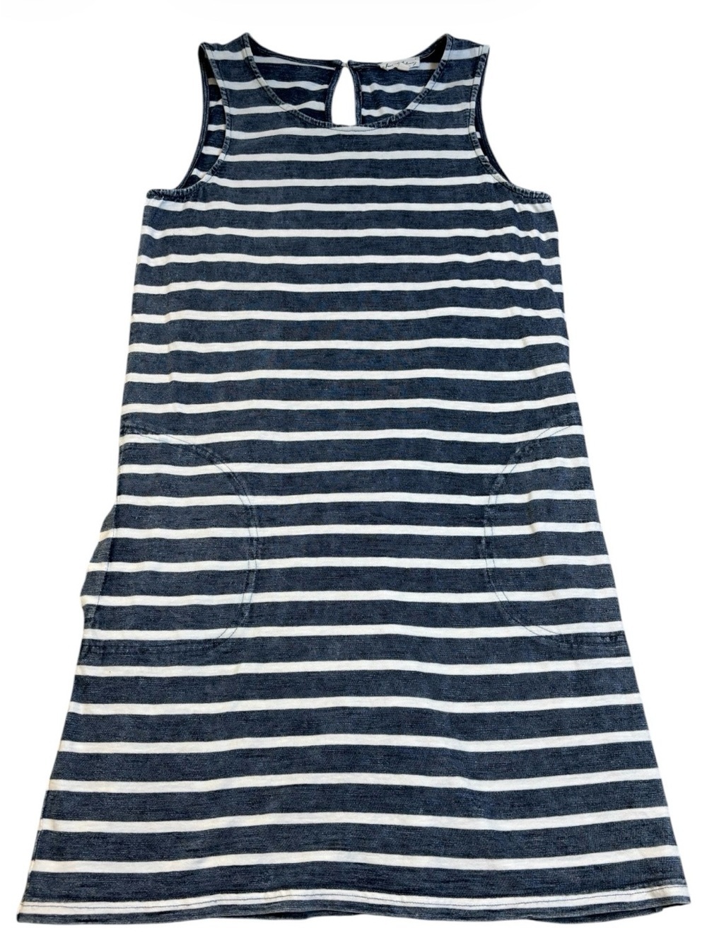 Jane + Delancey Striped Cotton Shift Dress Pockets Navy White Small EUC